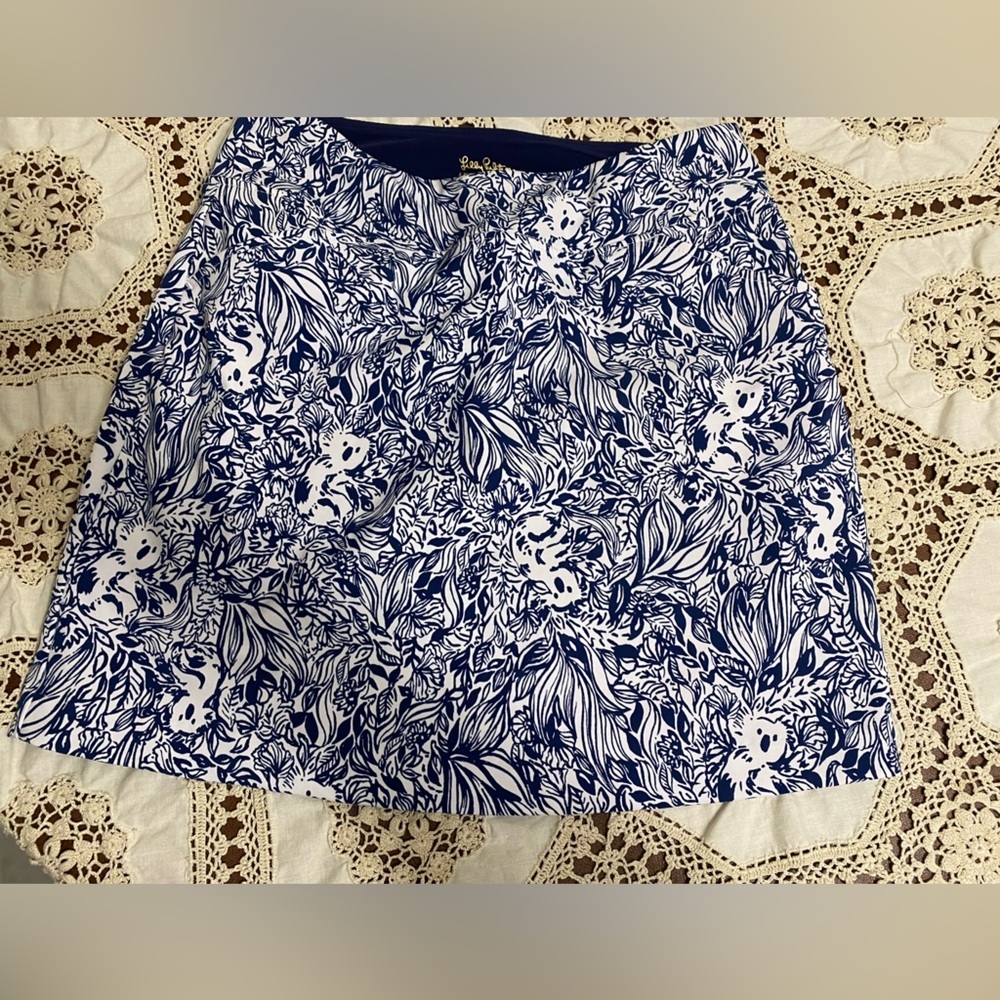 Lilly Pulitzer Luxletic Floral Blue and White Women's Skort size 0@